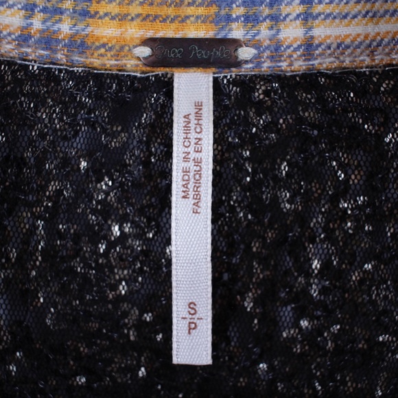 Free People Yellow Plaid Sequin Button Up Shirt - Picture 3 of 8